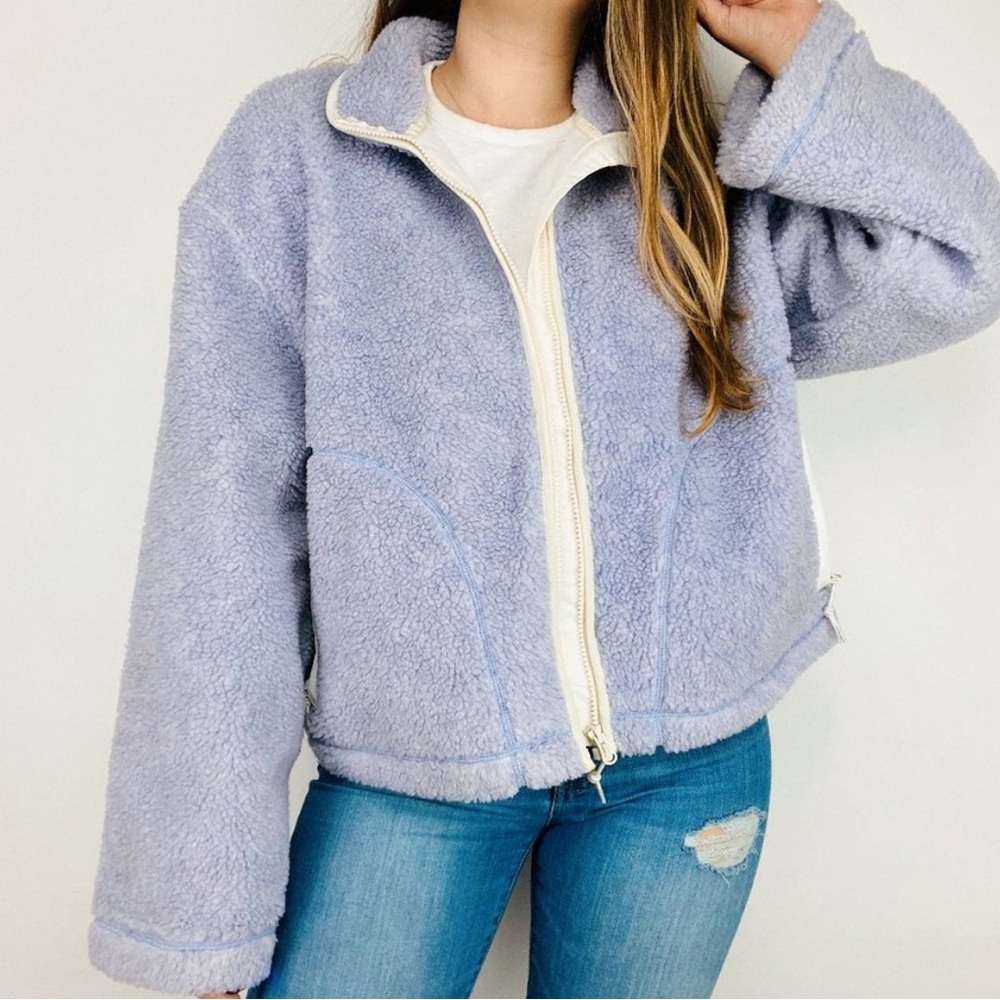 Madewell x Penfield Purple Sherpa Bell Sleeve Jacket.